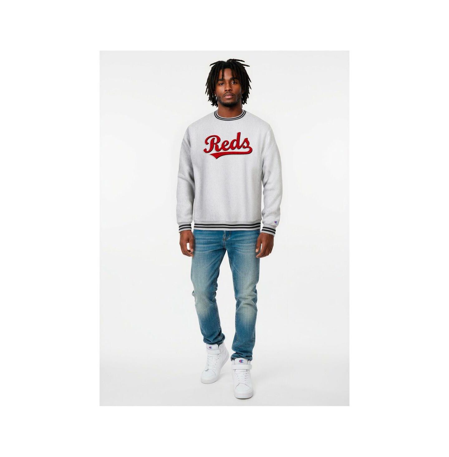 Мужская толстовка Champion Heather Gray Cincinnati Reds Reverse Weave — фото 1
