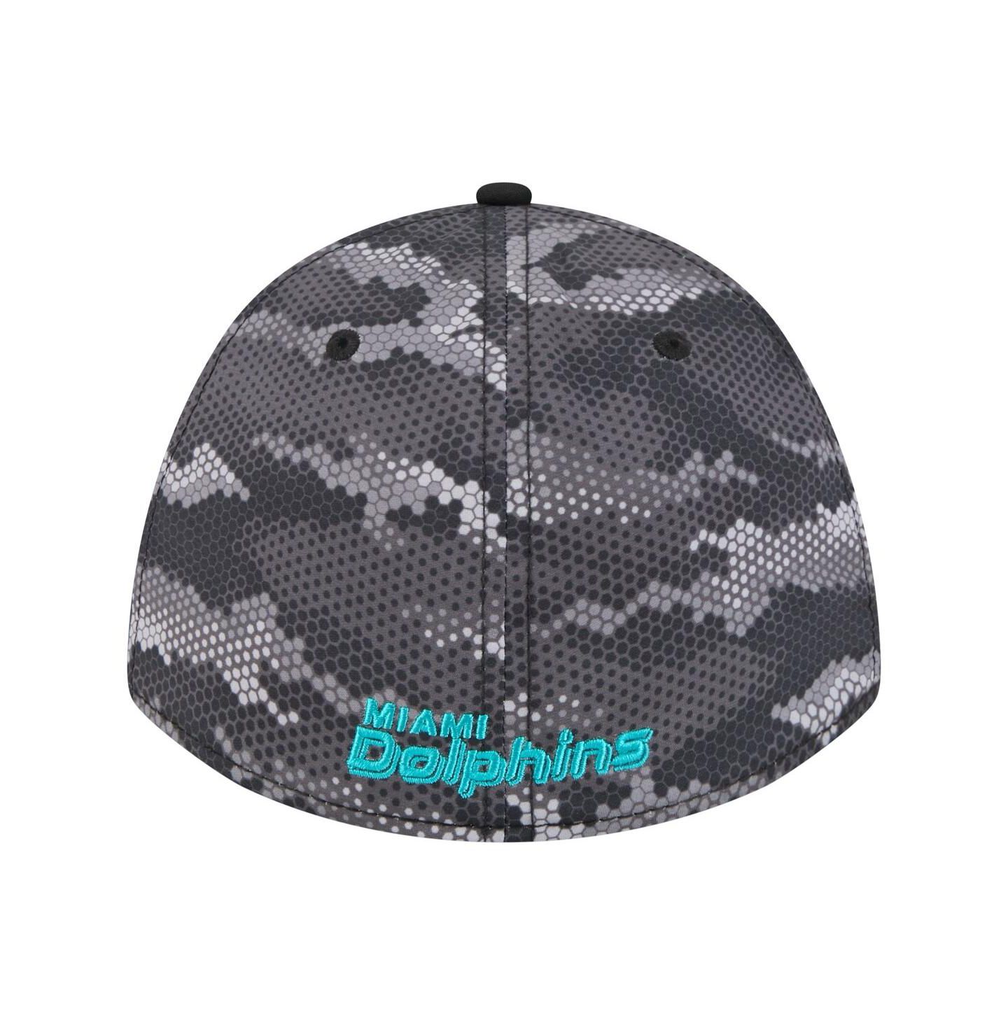 Мужская кепка New Era Black Miami Dolphins Camo A-Frame 39THIRTY Flex Hat — фото 4