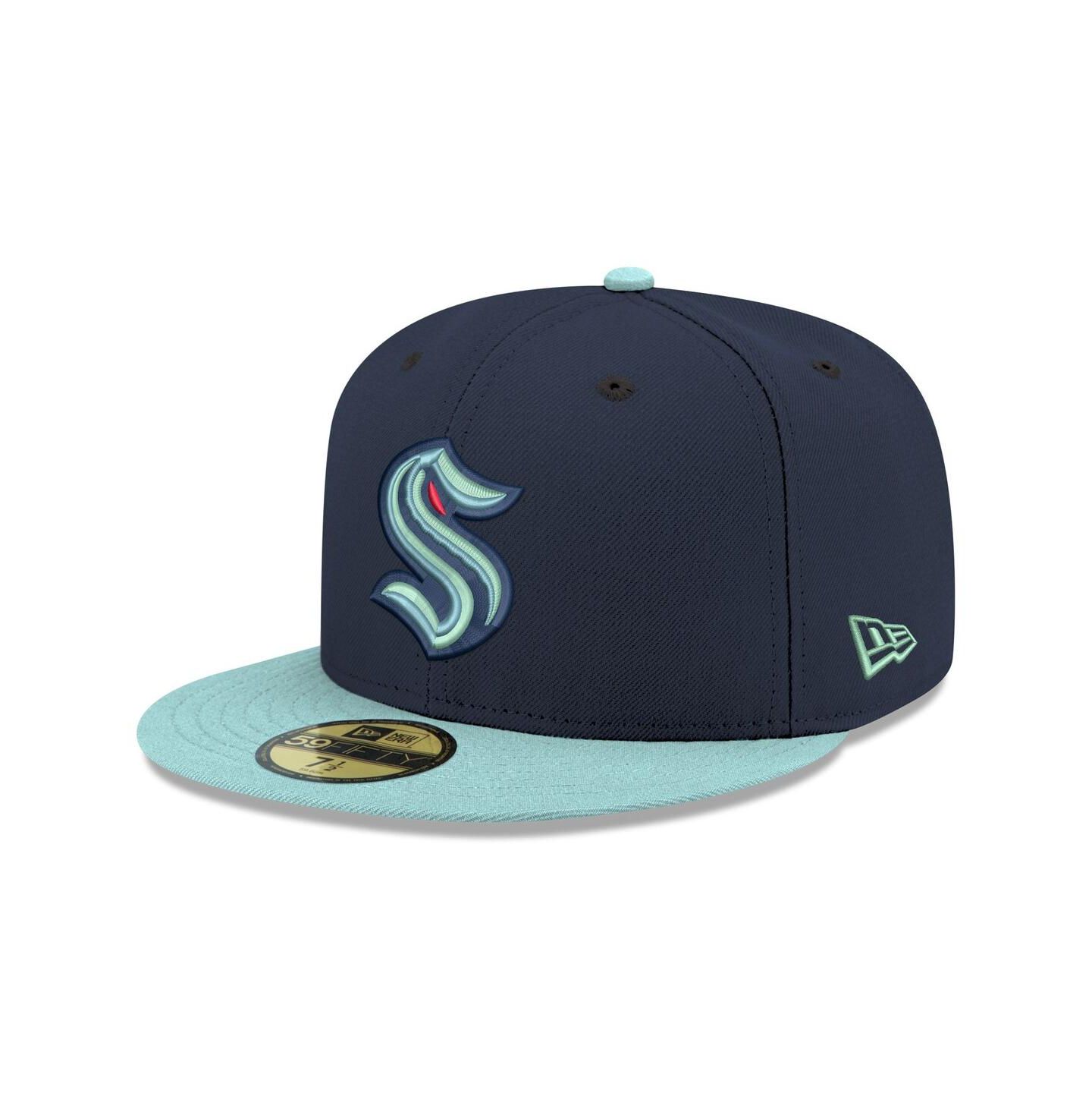 Мужская кепка New Era Navy Seattle Kraken Core Logo Two-Tone 59FIFTY Fitted Hat — фото 1