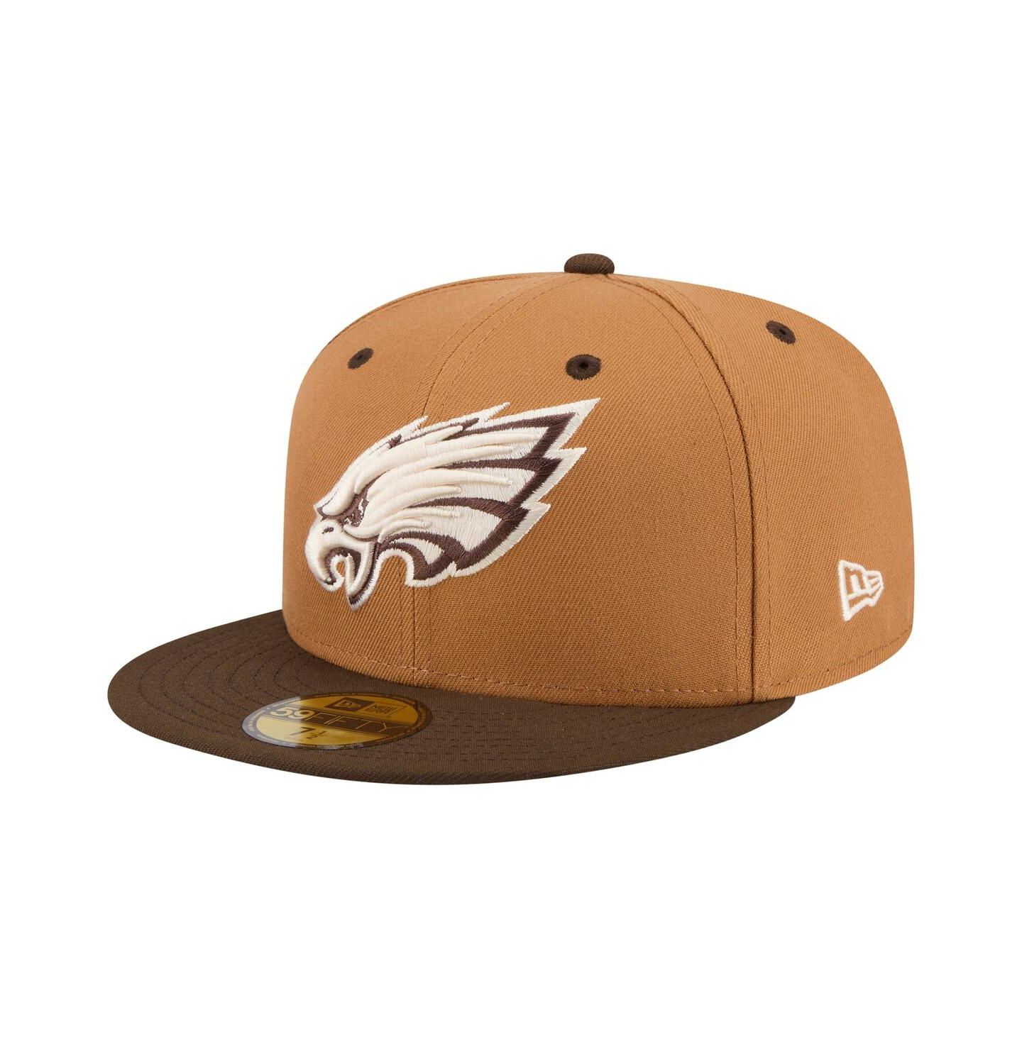 Мужская кепка New Era Light Brown/Dark Brown Philadelphia Eagles Two-Tone Walnut 59FIFTY Fitted Hat — фото 1