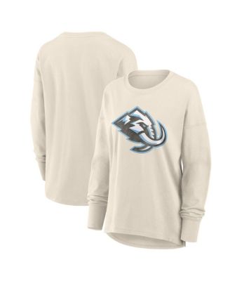 Women's Cream Utah Mammoth Distressed Logo Long Sleeve T-Shirt