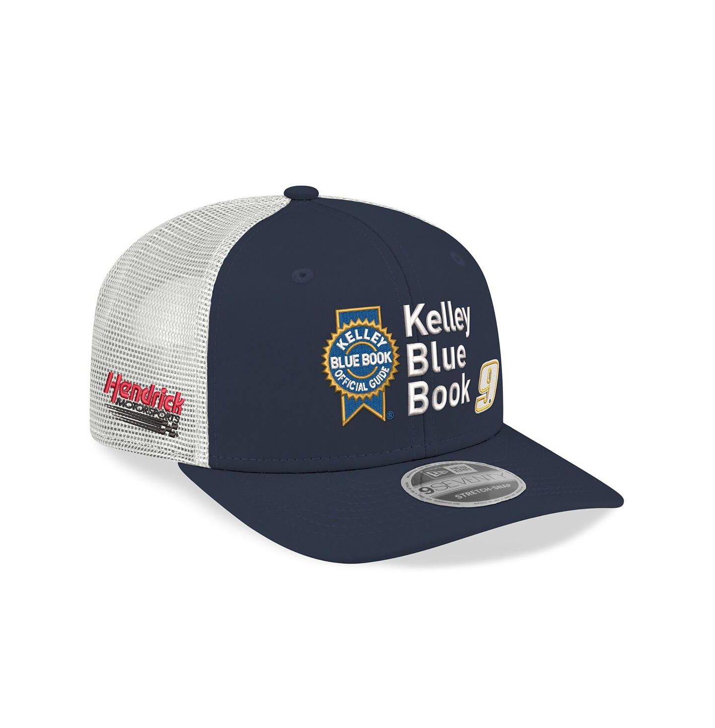 Мужская кепка New Era Navy/White Chase Elliott 2026 Kelly Blue Book 9SEVENTY Adjustable Trucker Hat — фото 1