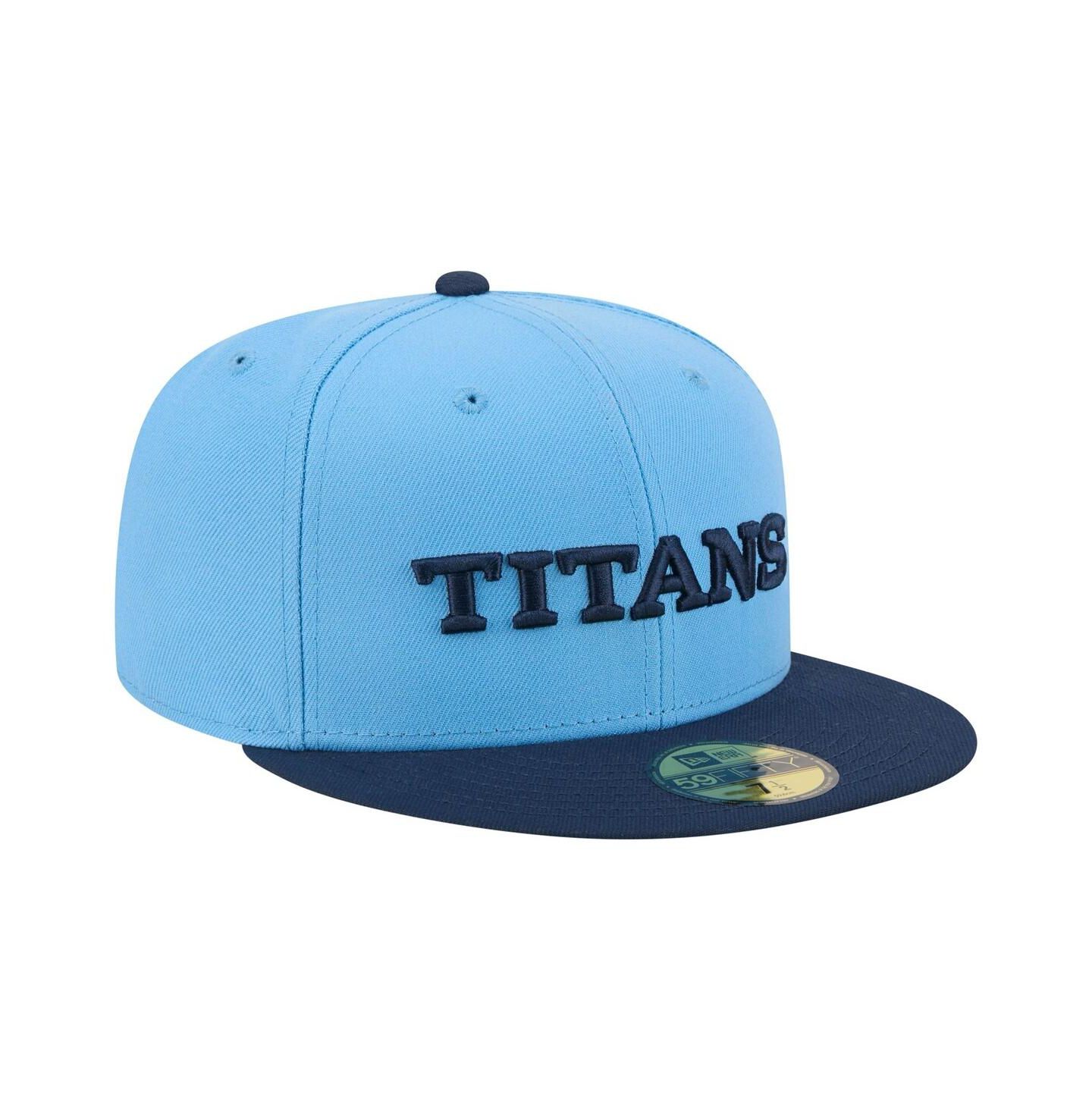 Мужская кепка New Era Light Blue/Navy Tennessee Titans Wordmark 59FIFTY Fitted Hat — фото 3