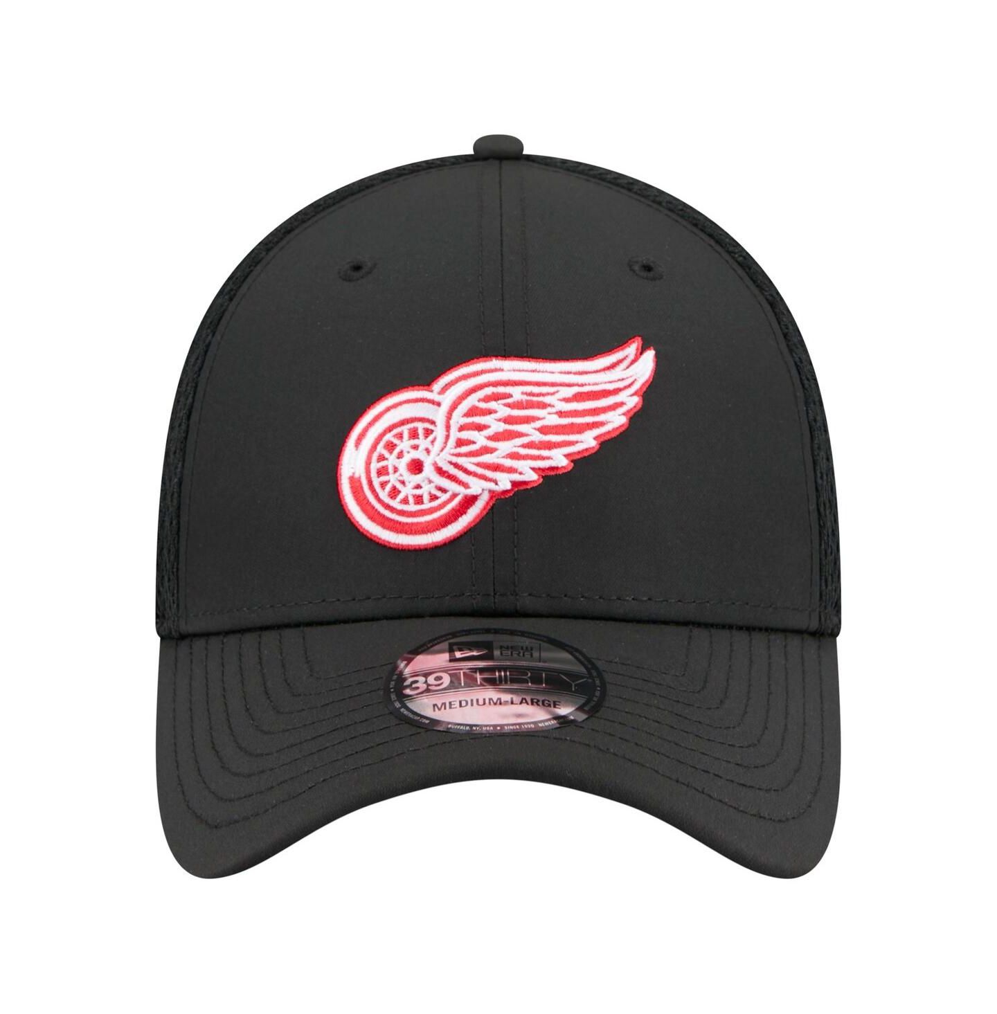 Мужская кепка New Era Black Detroit Red Wings Logo 39THIRTY Flex Hat — фото 2
