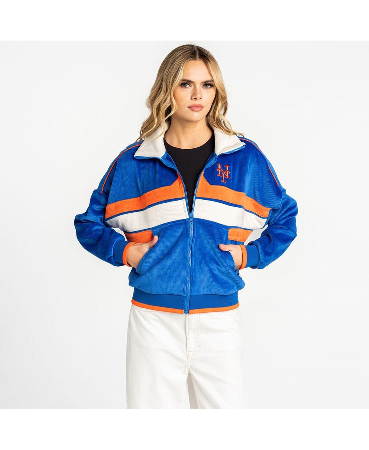 The Wild Collective Women's Royal New York Mets Velvet Cord Full-Zip Jacket