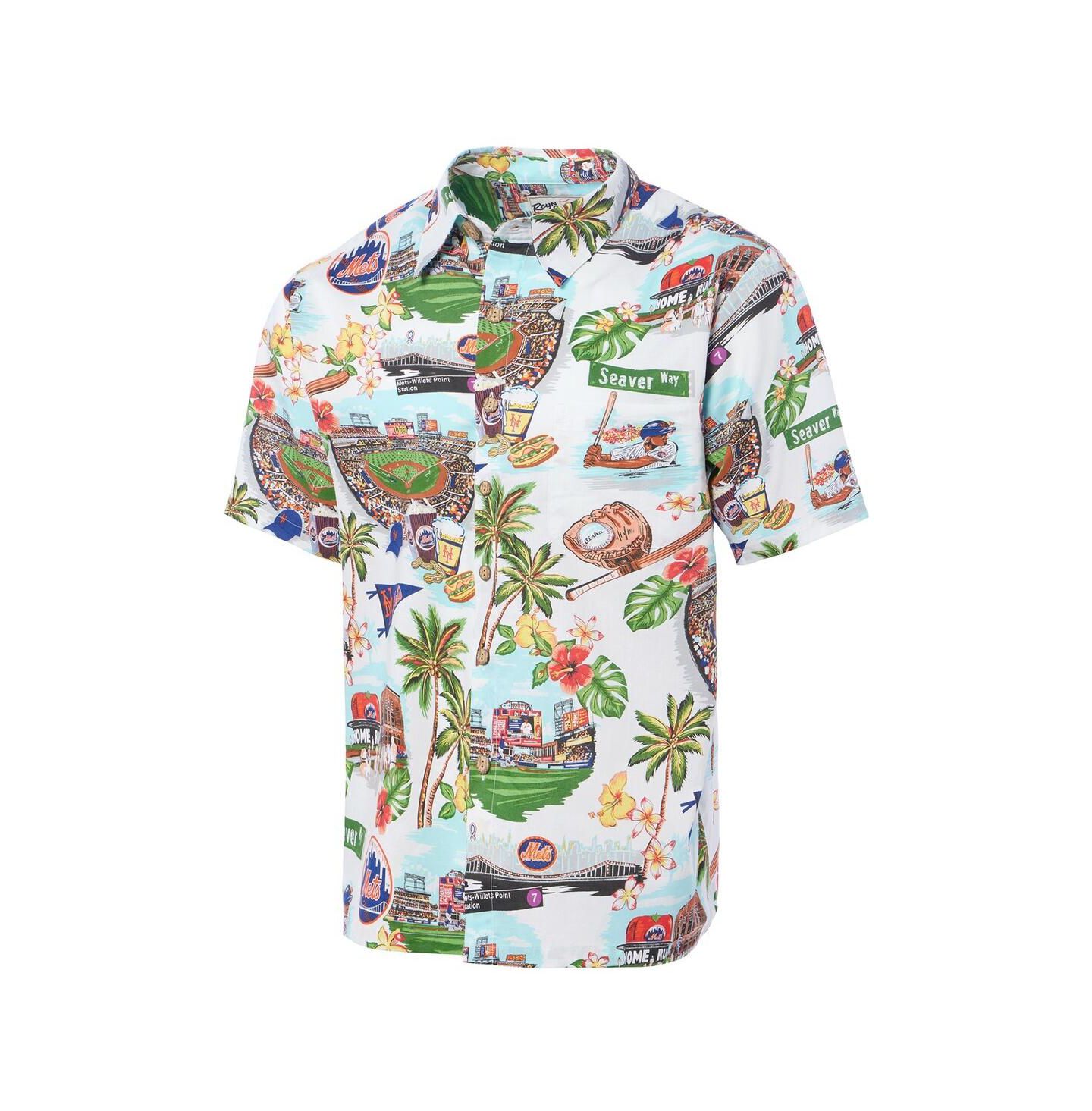 Мужская рубашка Reyn Spooner White New York Mets Scenic Tri-Blend Button-Down — фото 2