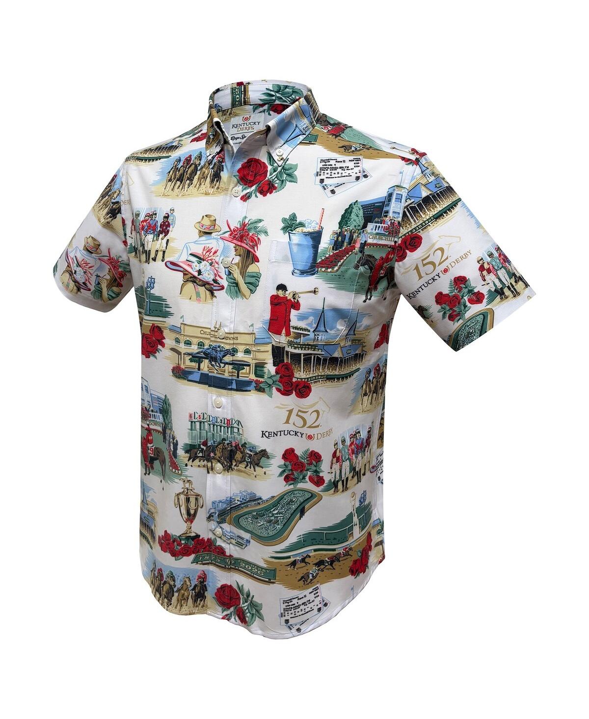 Reyn Spooner Men's White 152nd Kentucky Derby Button-Down Shirt