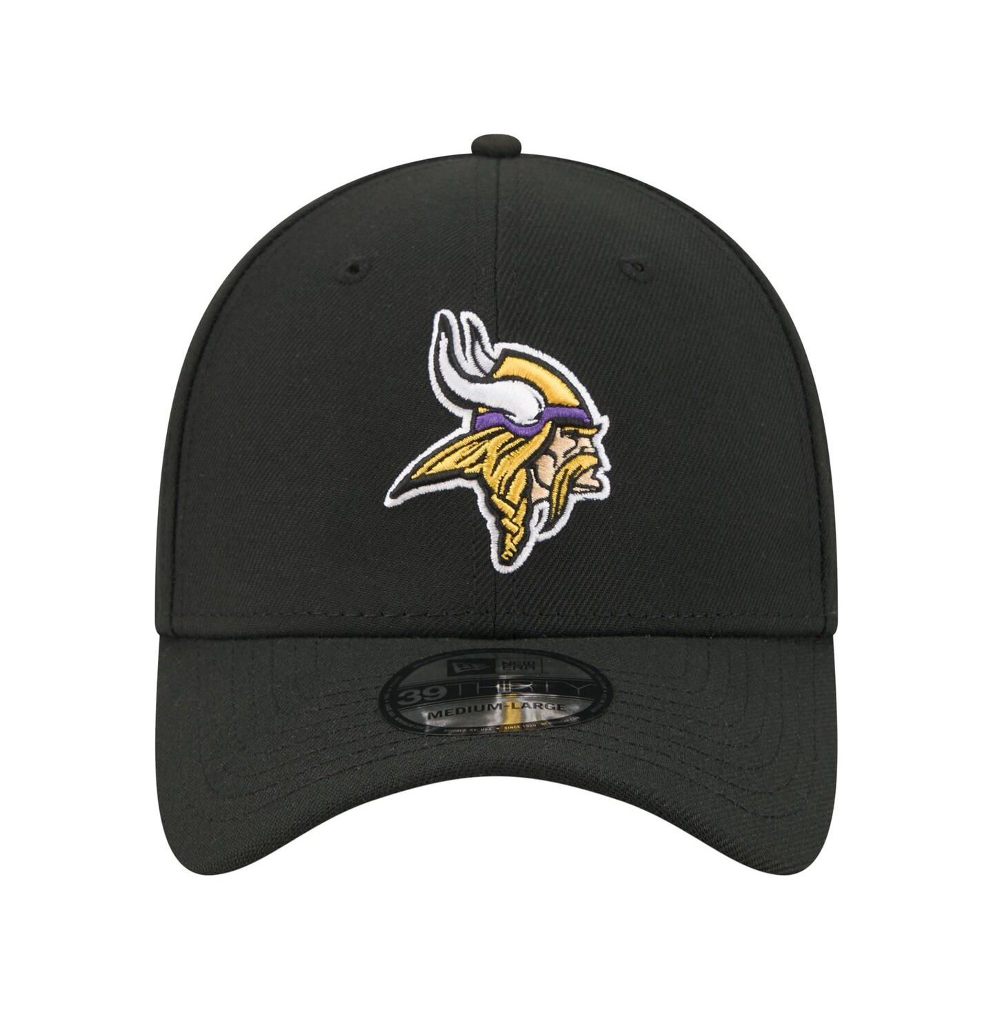 Мужская кепка New Era Black Minnesota Vikings Core Team 39THIRTY Flex Hat — фото 2