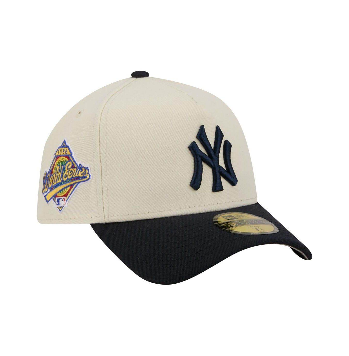 Мужская кепка New Era Cream/Navy New York Yankees Chrome A-Frame 59FORTY Adjustable Hat — фото 1