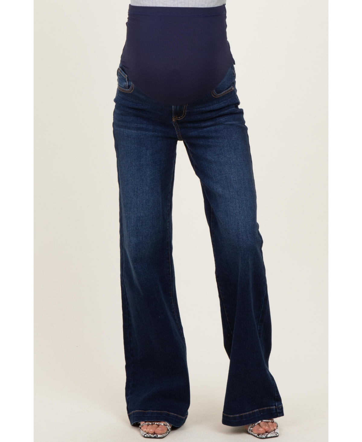 Pinkblush Maternity Navy Dark Wash Wide Leg Jeans