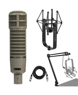 RE20 Variable-D Dynamic Cardioid Microphone with Shockmount, Broadcast Arm, Shoc kMount, 15' XLR Cable
