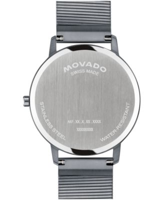 Movado Unisex Movado Face Swiss Quartz Ionic Plated Gray Steel