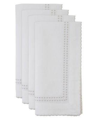 Embroidered Border Cotton Table Napkins, Set of 4