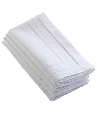 Swiss Dot Collection Embroidered and Hemstitch Napkins, Set of 4