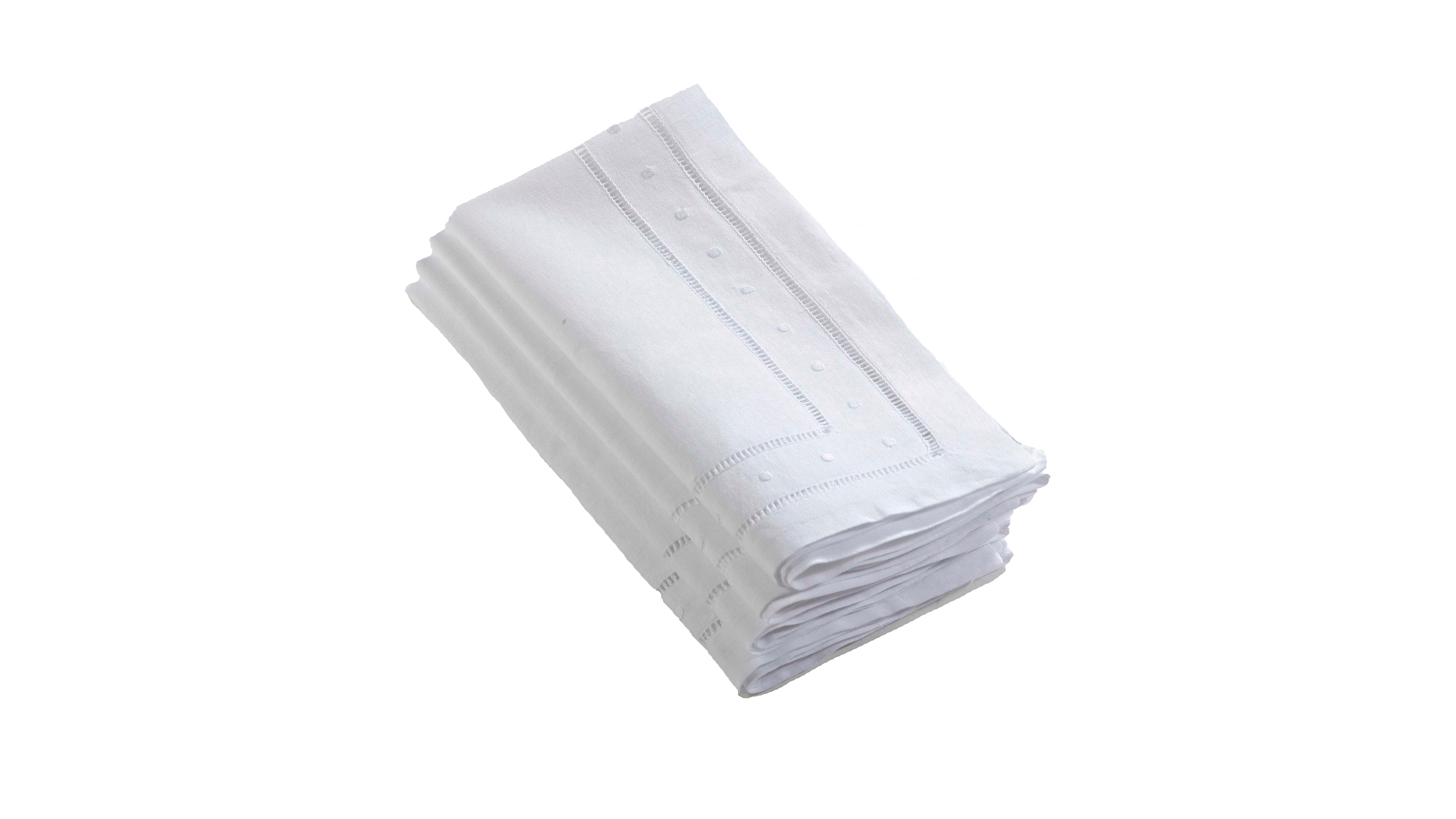 Saro Lifestyle Swiss Dot Collection Embroidered and Hemstitch Napkins