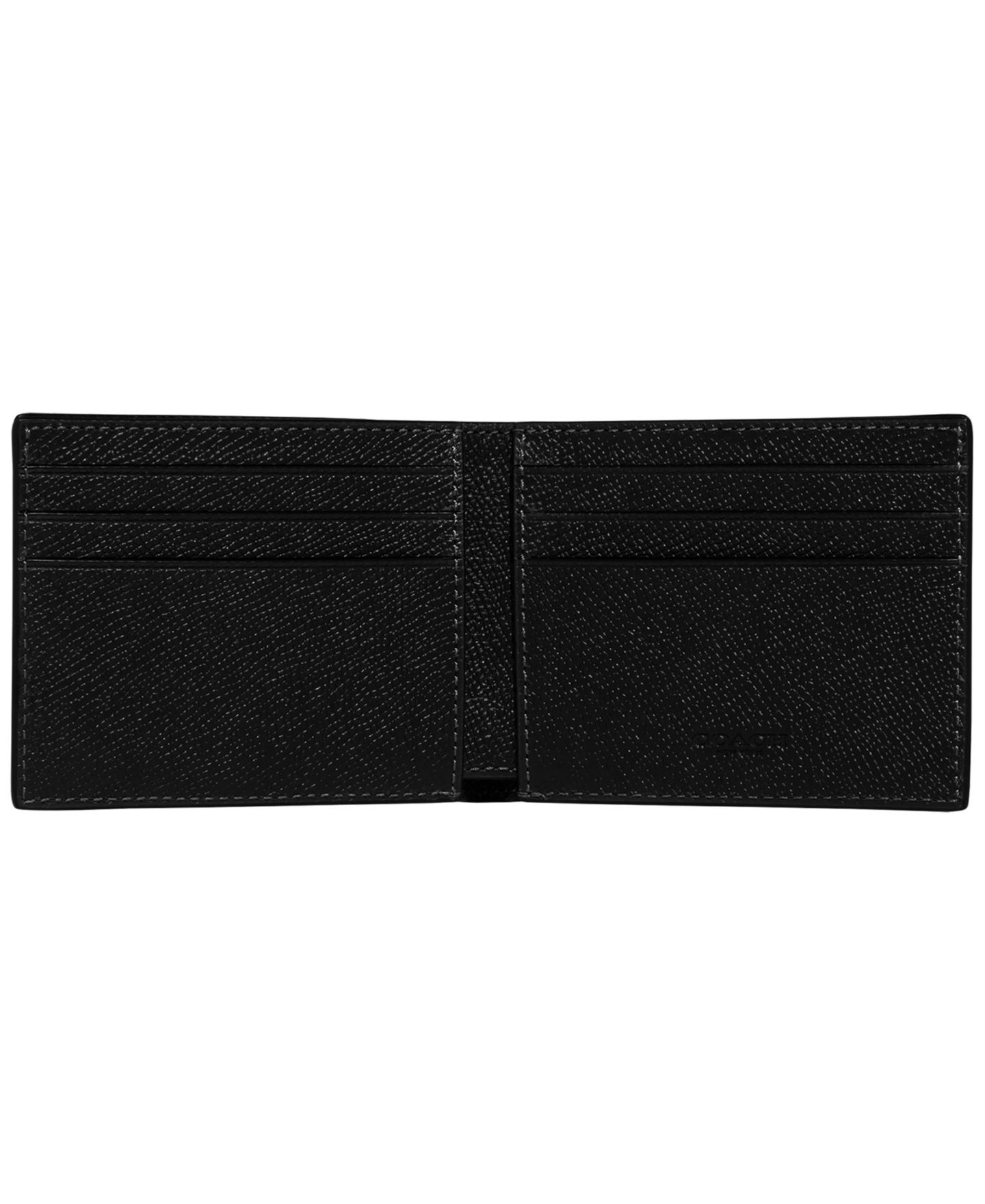 Мужской кошелёк Coach Leather Slim Billfold Wallet, цвет: Чёрный — фото 2