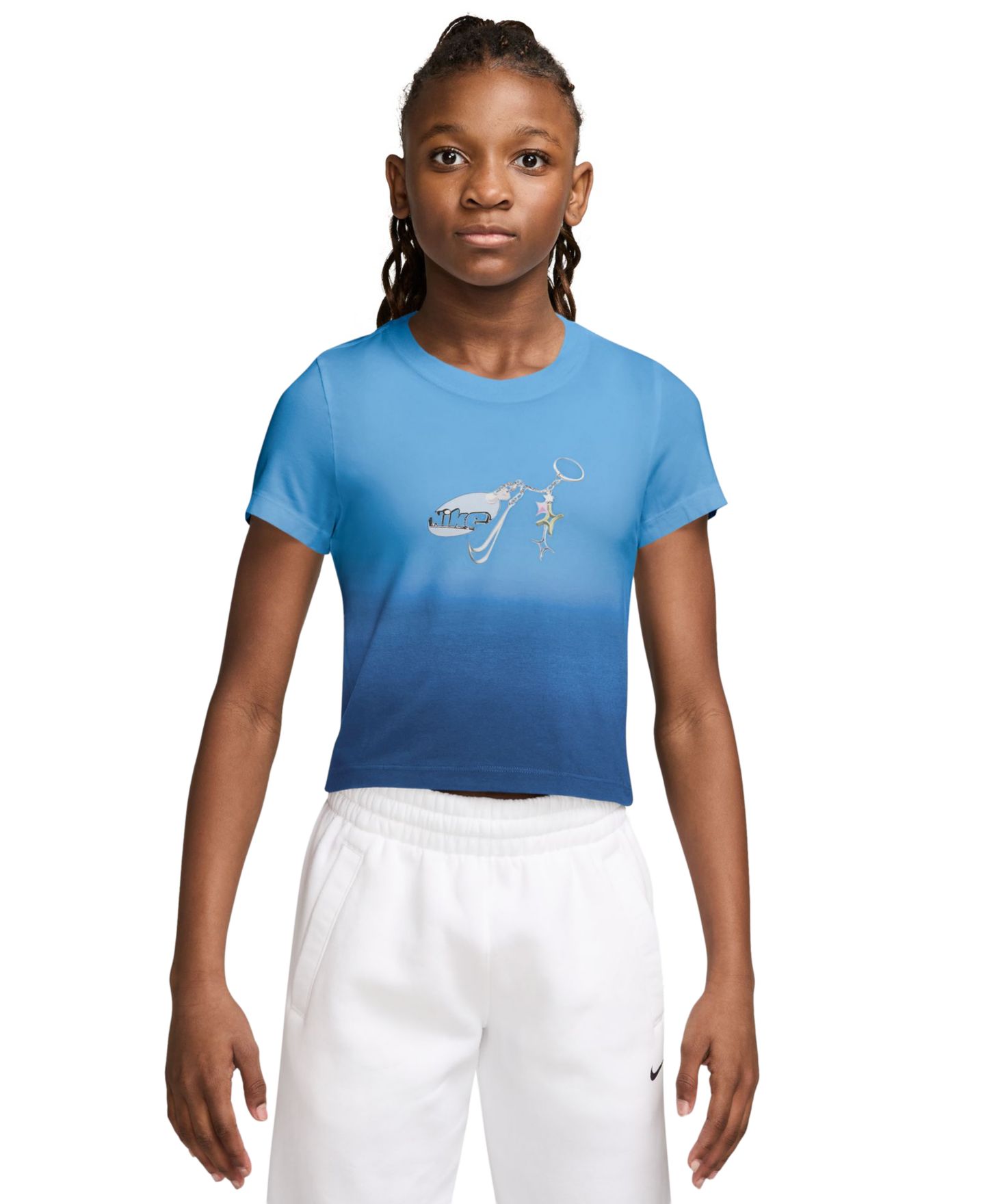 Футболка Nike Sportswear Short-Sleeve T-Shirt для девочек, цвет: Синий — фото 1