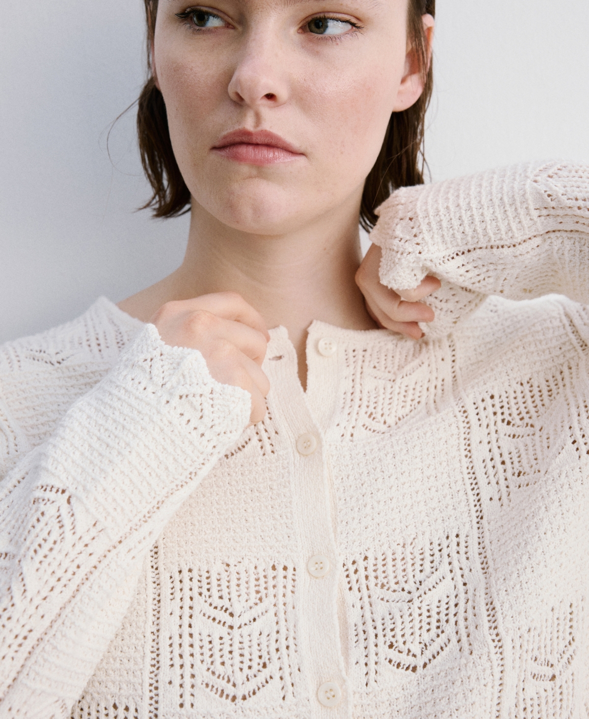 Mango Women's Openwork Detail Knit Cardigan
