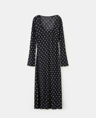 MANGO - Long-sleeve polka-dot Dress Black - 8