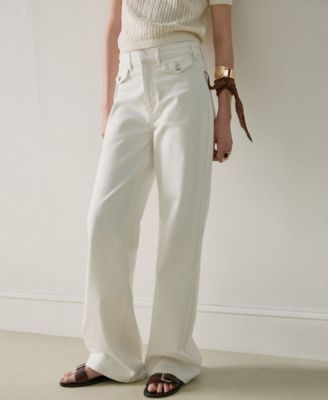 Women's Pockets Wide-Leg Mid-Rise Jeans