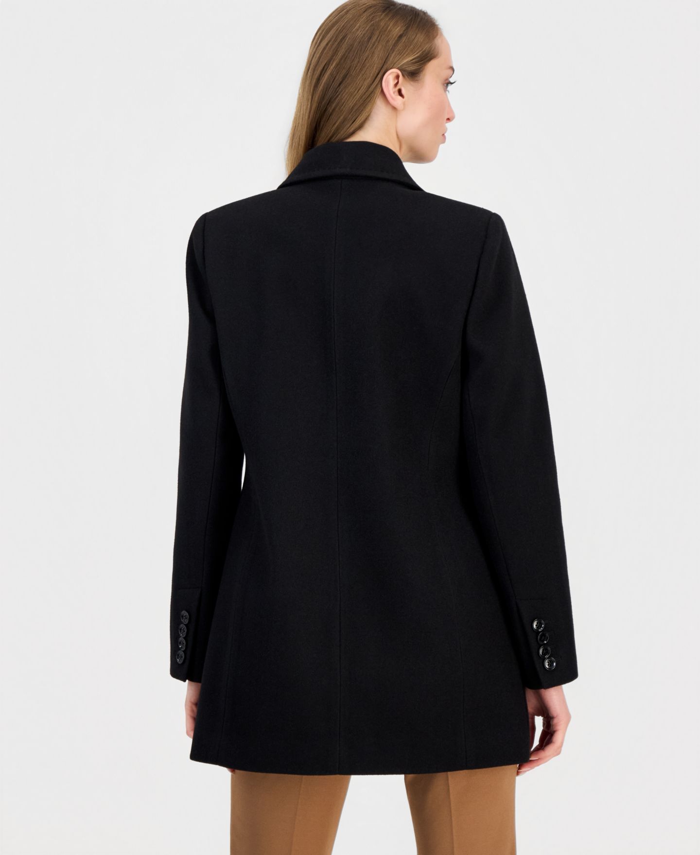 Женское пальто Anne Klein Double-Breasted Peacoat, Created for Macy's, цвет: Чёрный — фото 2