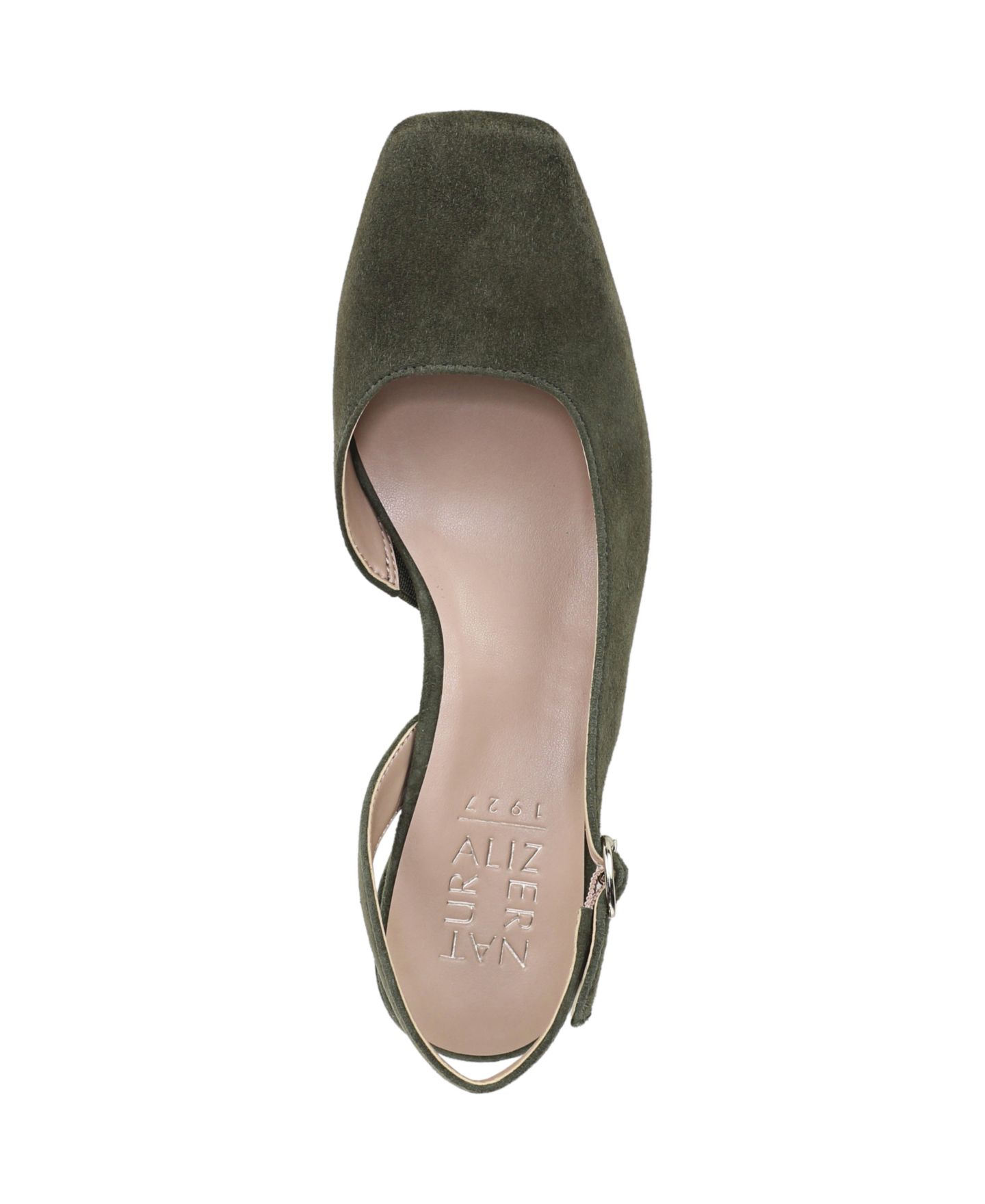 Женские туфли Naturalizer Jayla Mid-Heel Square Toe Slingback Pumps, цвет: Глиняный зелёный замшевый — фото 4