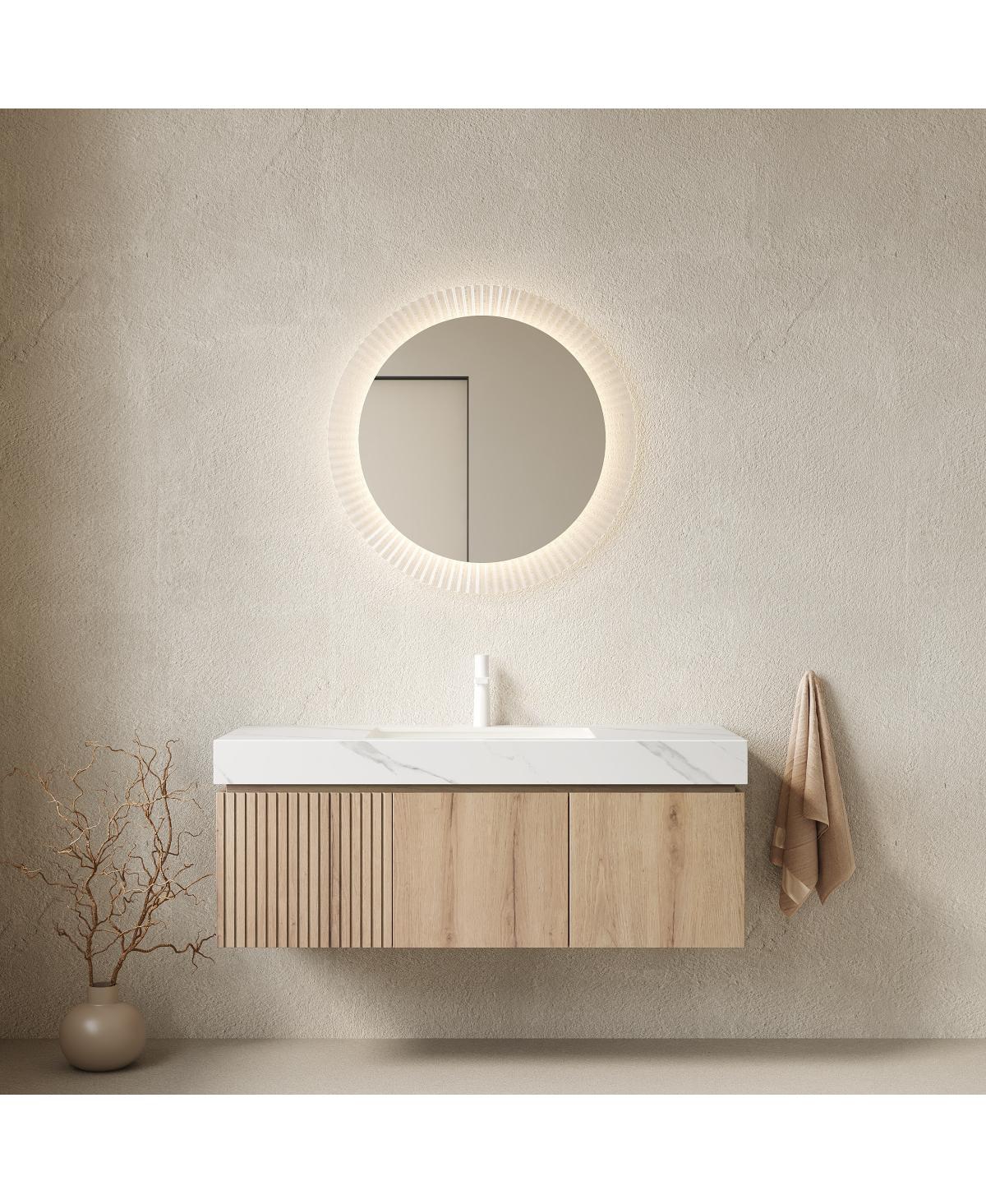 Sillysis Wall Mounted Bathroom Vanity with Carrara Sintered Stone Top, Undermount Ceramic Sink