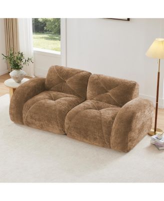 2-Seater Tufted Sofa with Velvet Fabric, No Assembly Required