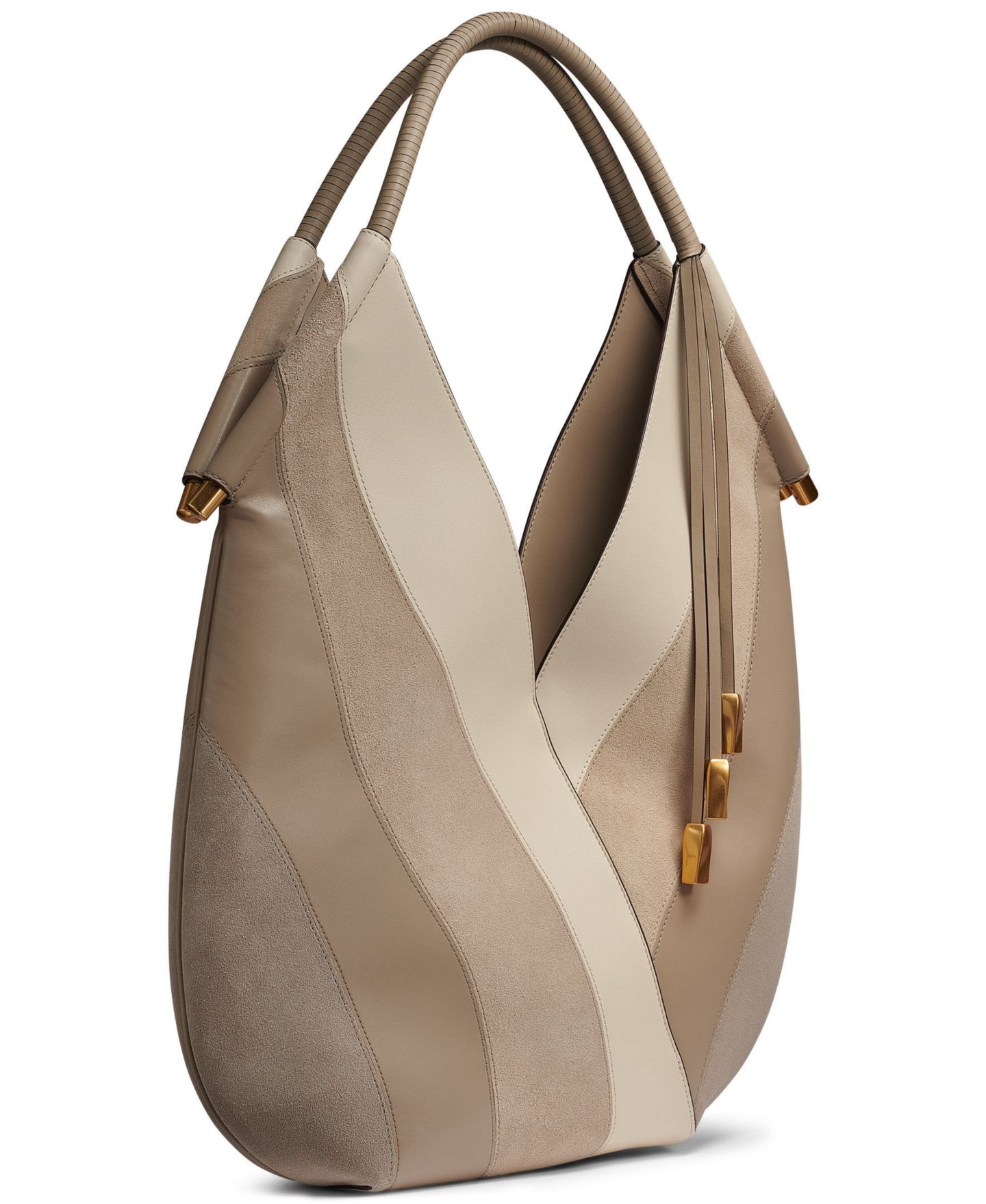 Женская сумка Donna Karan New York Baldwin Curve Pieced Large Shoulder Handbag, цвет: Нейтральный разноцветный — фото 3