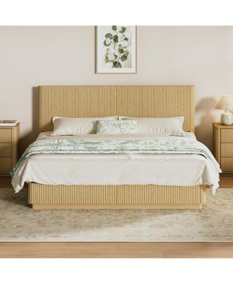  LED Bed Frame, Modern Wood, Curved Lines