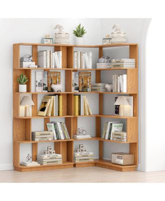 Space-Saving Corner Bookshelf and Bookcase Set
