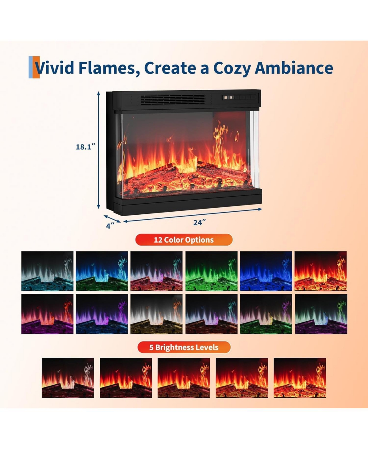 gaomon 59 Fireplace Tv Stand for TVs up to 65, Entertainment Center with 24" 3-Sided Electric Fireplace and Led Lights