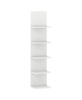 5 Tier Wall Shelf Unit with Wood Grain for Home Storage