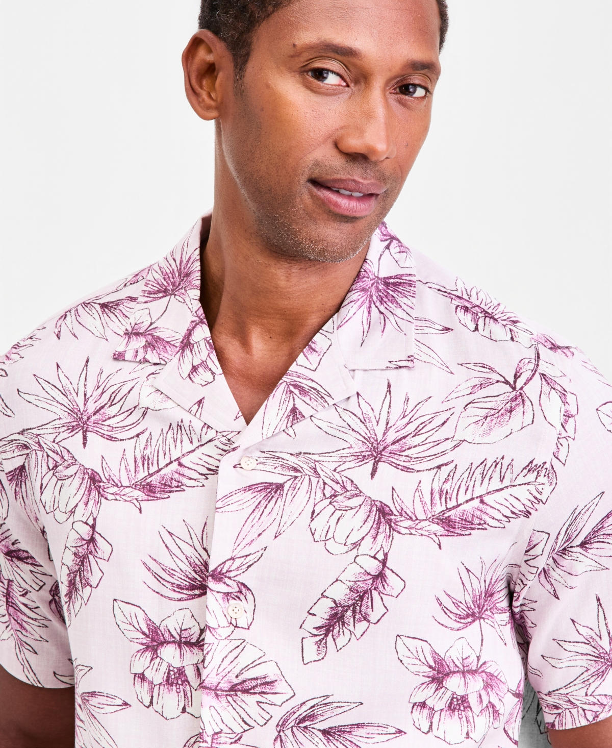 Club Room Men's Petal Paisley Silk Blend Short Sleeve Shirt, Macy's Exclusive - Print