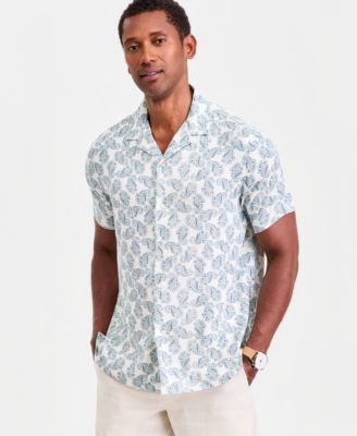 Men's Petal Paisley Silk Blend Short Sleeve Shirt, Macy's Exclusive