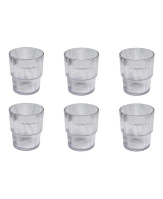 Fine Ribbed Acrylic Drinking Glasses, Set of 6