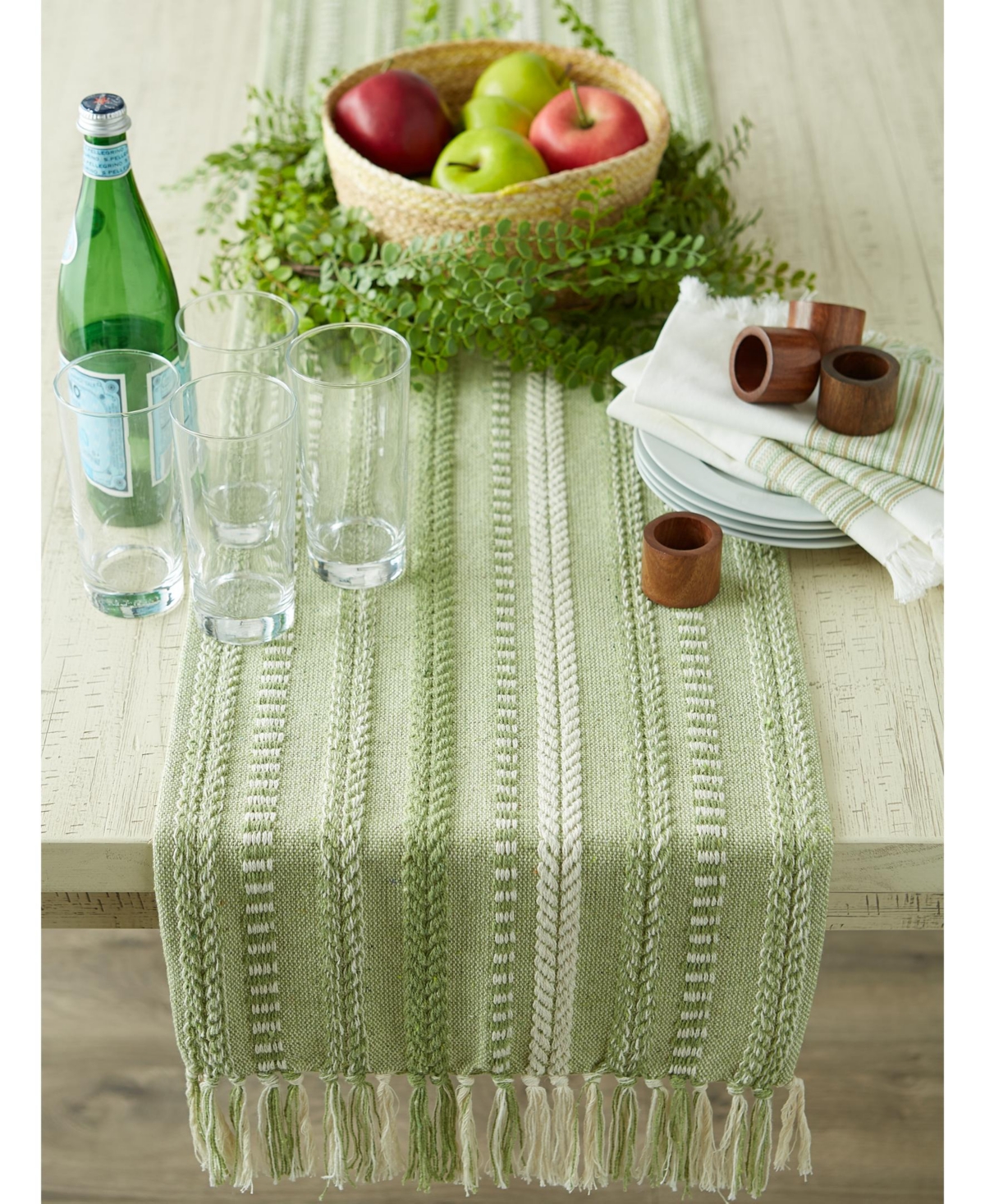 Design Imports Braided Stripe Textured Table Runner