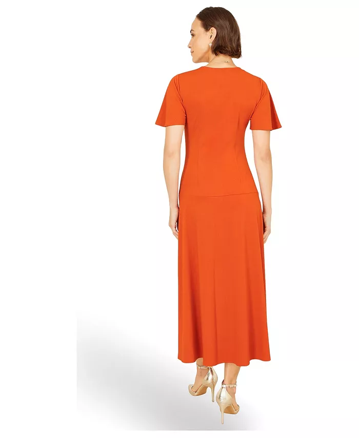 Women's Ruched Front Stretch Midi Dress - thumbnail 4