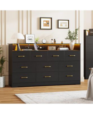 10-Drawer Wooden Dresser, Modern Closet Storage Cabinet for Bedroom, Living Room