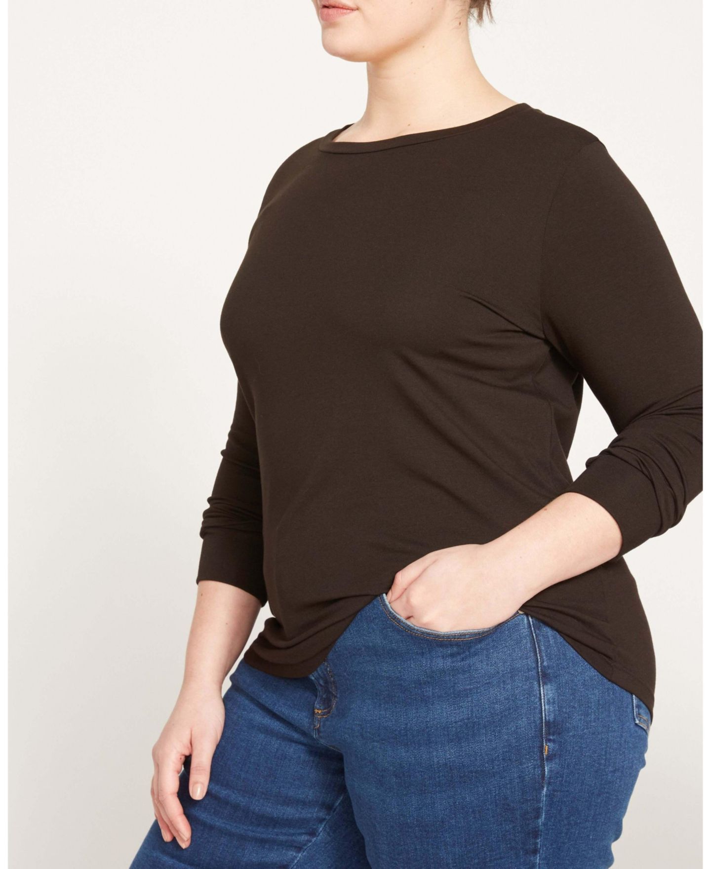 Женские футболки Universal Standard Plus Size Tee Rex Long-Sleeve Crewneck Tops, цвет: Чёрный — фото 5