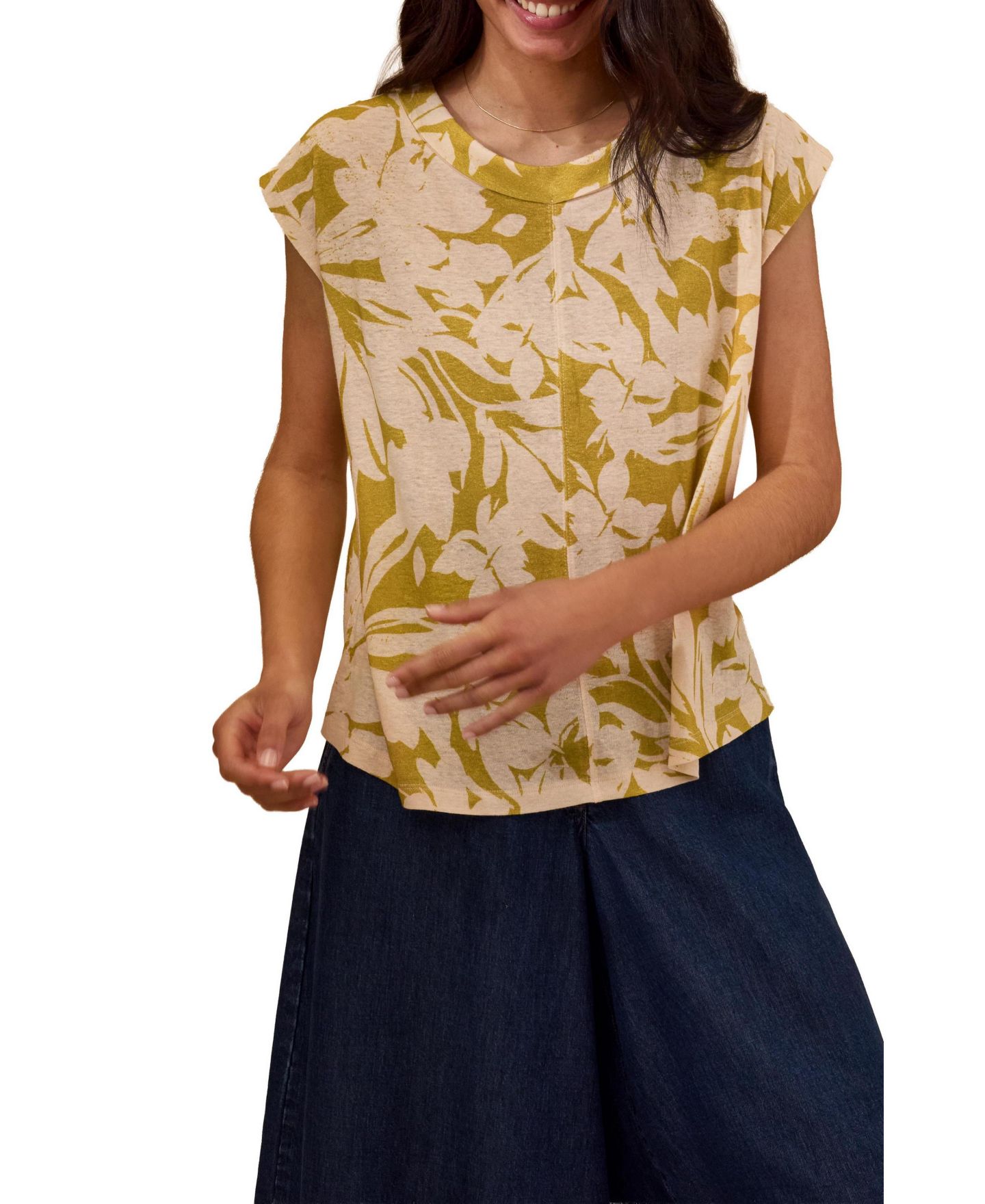 Женский топ Celtic & Co. Sleeveless Floral Jersey, цвет: Мох с принтом — фото 7