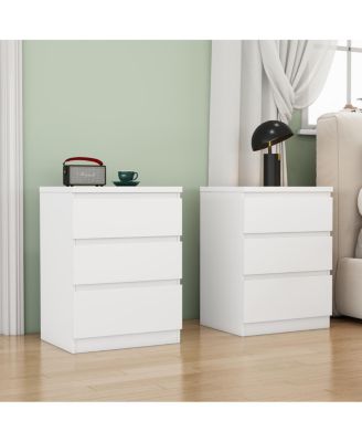 2 pieces 19.7 inches 3-Drawer Nightstand Set