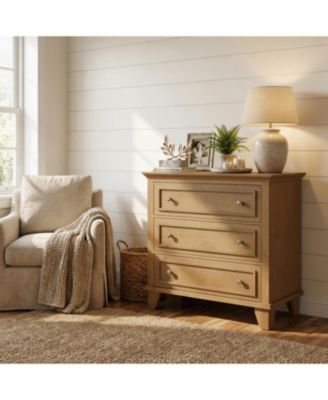 Modern 3 Drawer Dresser for Bedroom, Wide Wood Chest of Drawers with Vintage Handles, Versatile bedside table Cabinet for Storage, Organization