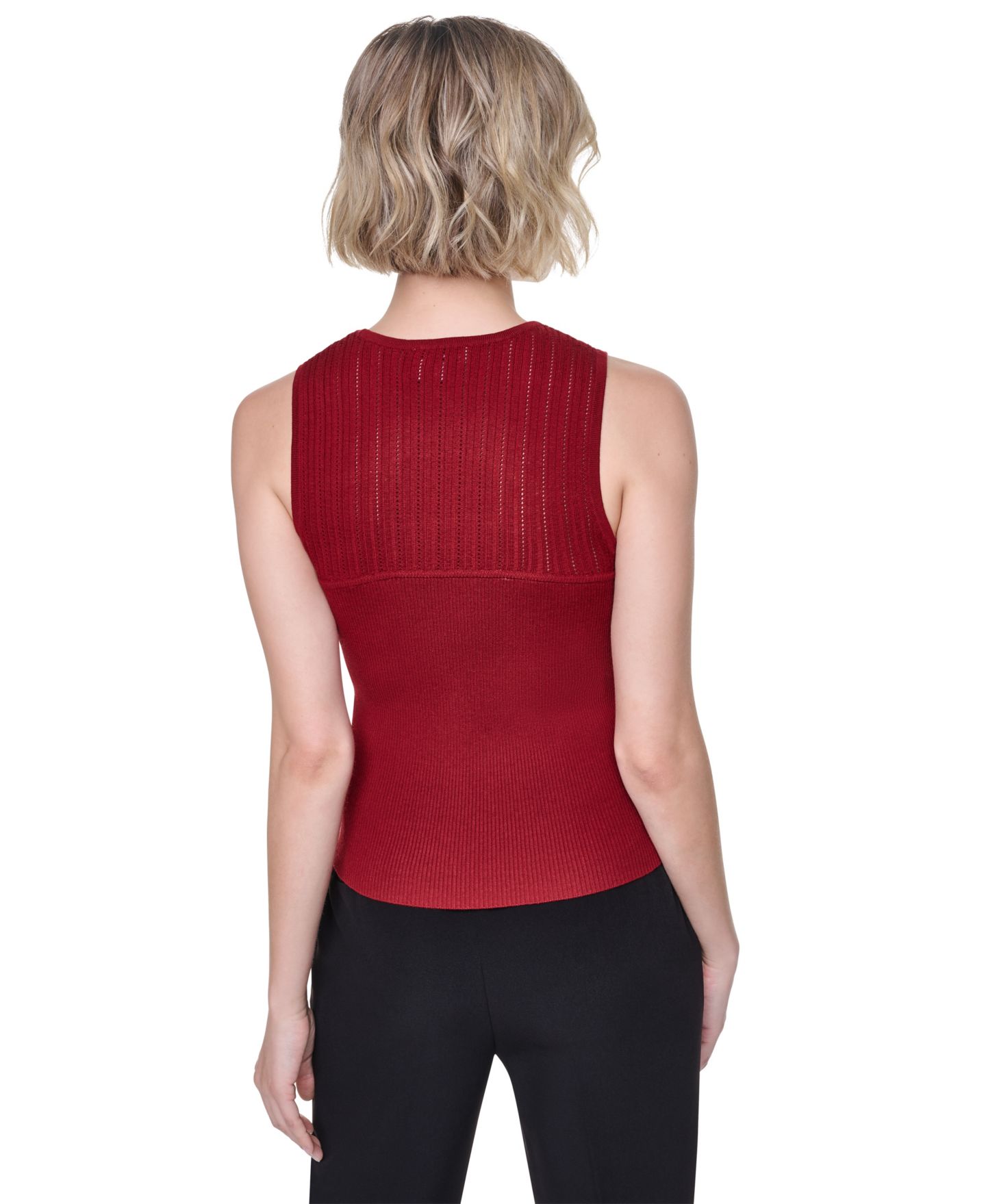 Женский свитер DKNY Yoke Detail Sleeveless Sweater, цвет: Красный — фото 6