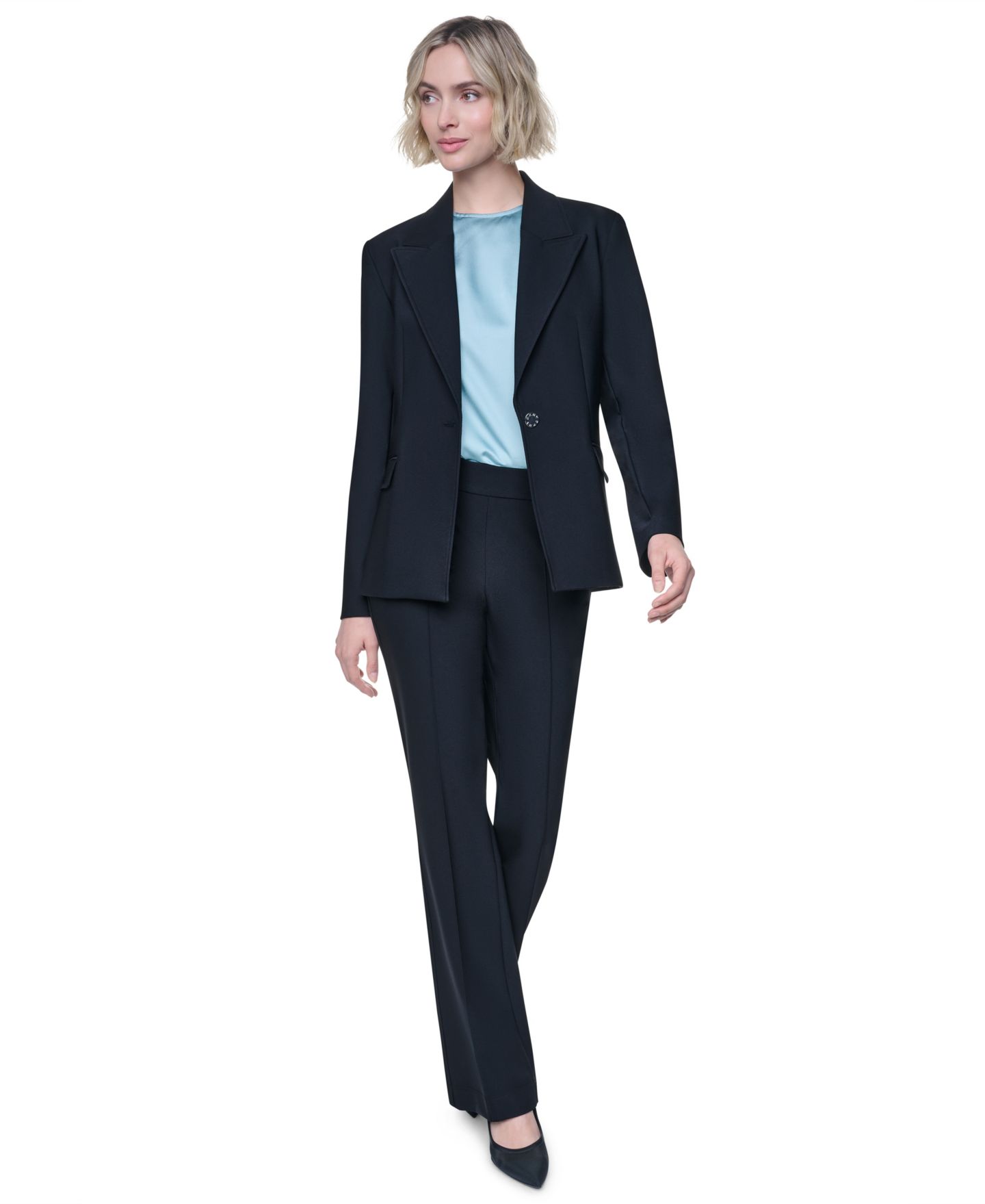 Женский пиджак DKNY Long-Sleeve Tech Sport One-Button Blazer, цвет: Чёрный — фото 2