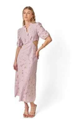 Women's Floral Eyelet Lace Cut Out Scalloped Midi Dress