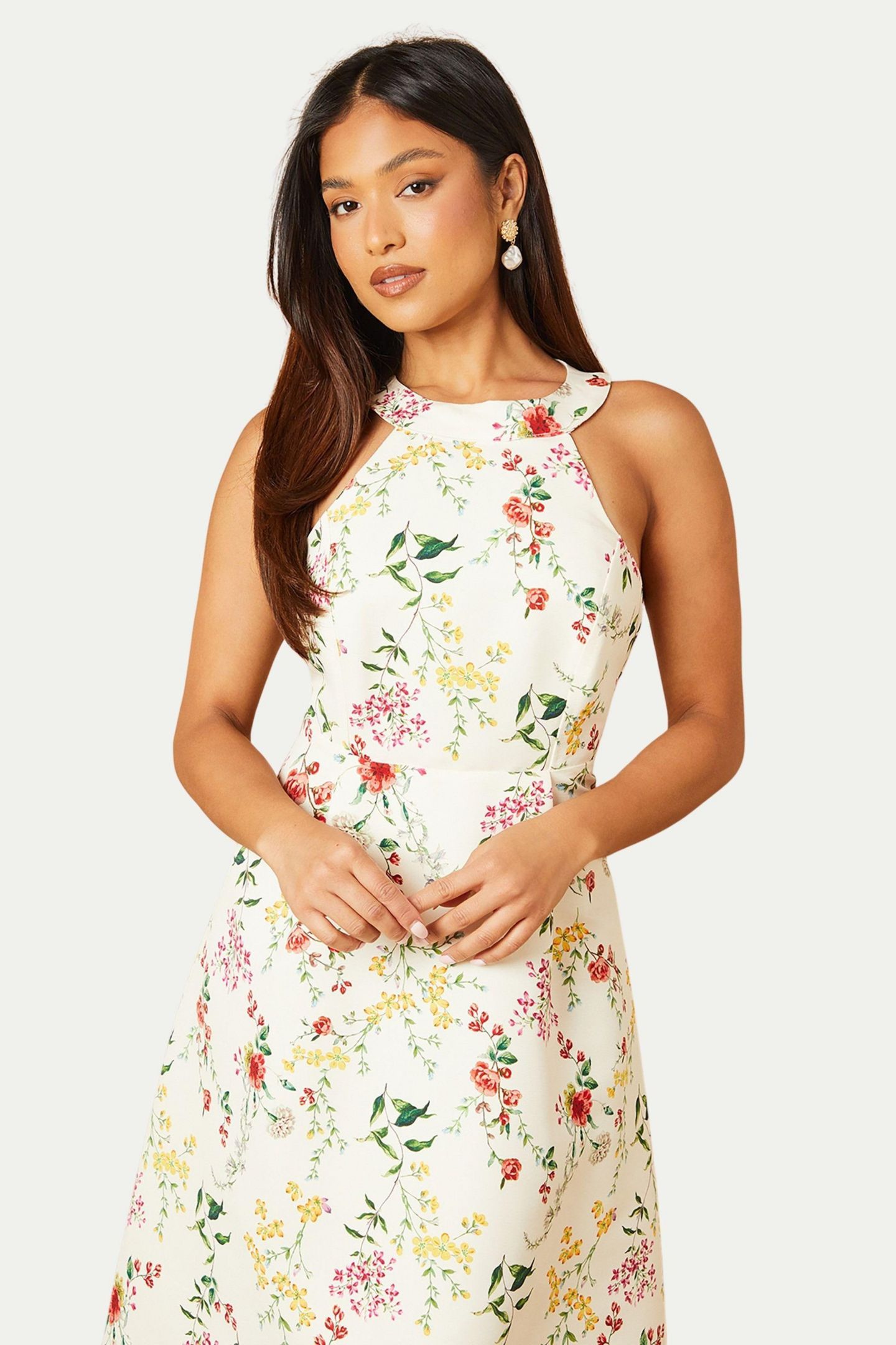 Женское платье Oasis Ottoman Twill Halter Midi, цвет: Слоновая кость — фото 5