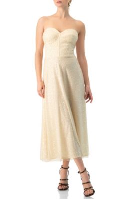 Women's Strapless Bustier Sequin Midi Dress