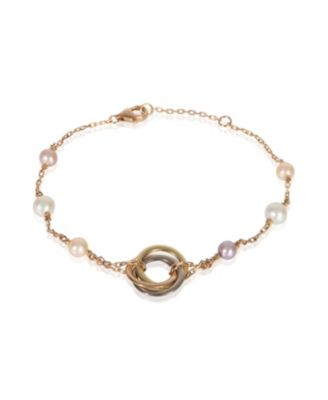 3-Tone Gold Pearl Trinity Bracelet