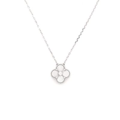 Pre-Owned Van Cleef & Arpels Vintage Alhambra Pendant Necklace - 18k white gold